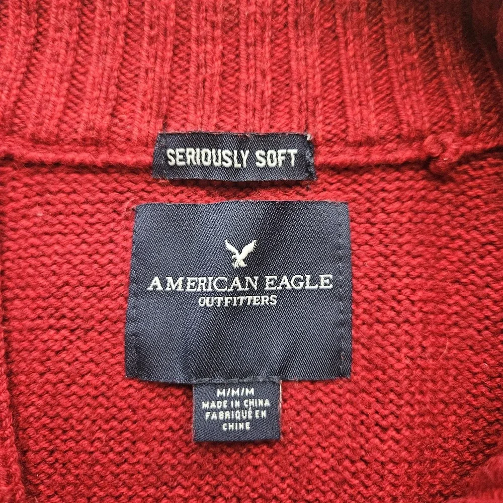 American Eagle Outfitters Seriously Soft Men's 1/4 Button Up Sweater 5% Wool M